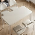 thumbnail image 6 of Goldensoil Rectangle Folding Dining Table with Anti-Slip Feet Caps,Vinyl Tabletop,Metal Frame,Beige, 6 of 9