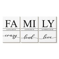 Elephant Stock Crazy Loud Love Family Wall Sign Wall Art - Horizontal Multi Panel Canvas - Living Room Wall Decor - Wall Signs Multi Panel - White And Black Decor - 62" x 30"