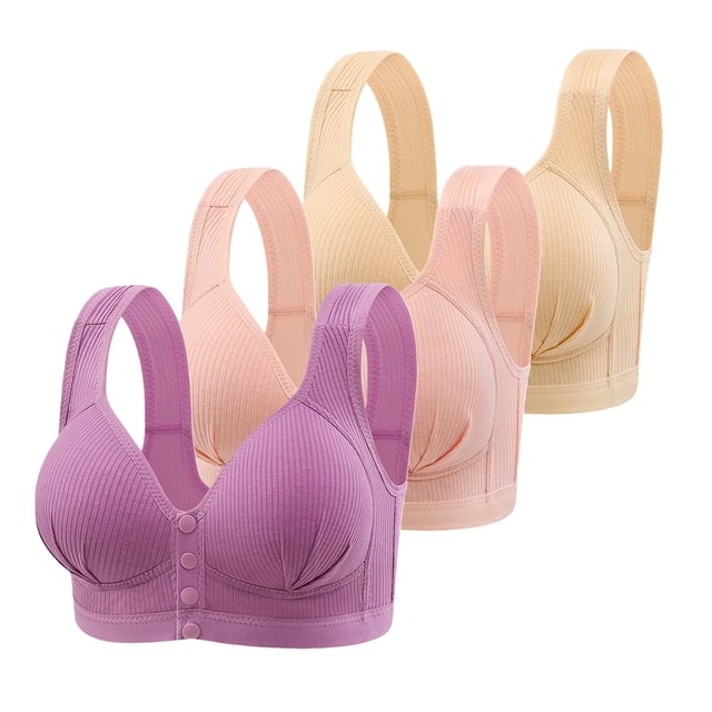 Women's Seamless Front Snap Closure Bras Full Coverage No Underwire Comfort Bras Lightly Lined Wireless Everyday Bra
