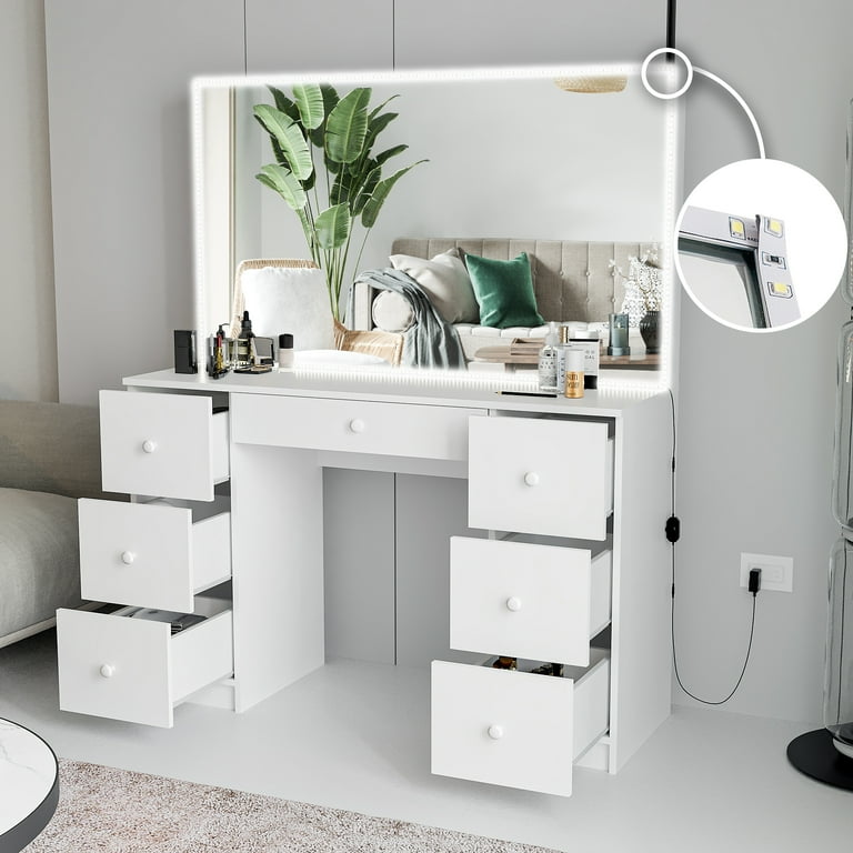 Ember Interiors Valentina Modern White Painted Vanity Table