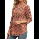 thumbnail image 3 of Blusas de Mujer con Mangas 3/4, Cuello Redondo, Túnicas Casuales, Camisas Plisadas Básicas, Corte Holgado, 2025 Color Naranja XXL, 3 of 5