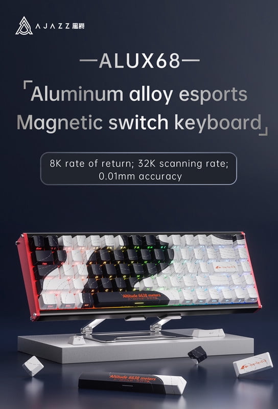 AJAZZ ALUX68 HE Aluminum Rapid Trigger Gaming Keyboard with Magnetic Switch, Wired Hall Effect Keyboard with 8K Polling Rate, 0.125ms Latency, RGB Backlight (Black, ALUX68 Plus)