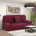 thumbnail image 2 of PiccoCasa Thick Stretch Sofa Cover 4 Seater Solid Couch Cover, Burgundy, 2 of 7