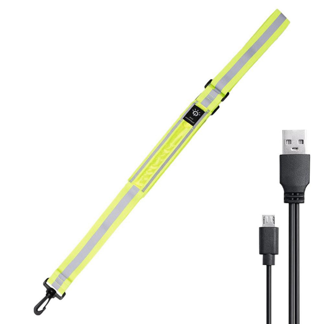 Ceinture Réfléchissante LED Équipement de Marche, Lumière de Sécurité pour Marcheurs la Nuit, Équipement de Course Réfléchissant Rechargeable, Vert