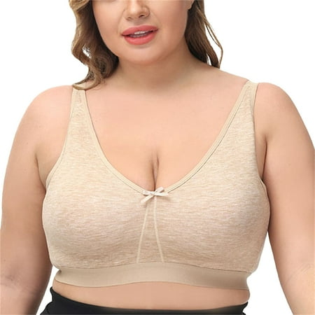 DQRPSEETB Plus Size Bandeau Bras Women s Solid Color Underwear MM No Large Bra High Support Sports Bras for Women Khaki