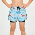 thumbnail image 4 of Boys Casual Print Swim Pantalones Diseño de Dinosaurio de Doble Capa para Niños de Mediana Edad, Cómodos Pantalones Cortos de Poliéster, 4 of 6