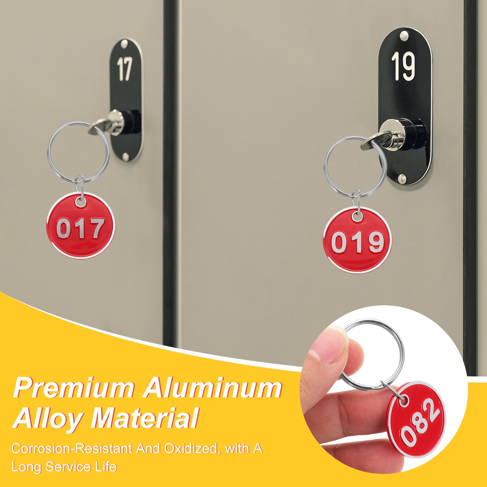 Uxcell 1-100 Number Tags, 100Pcs Round ID Number Key Tags Aluminum Alloy Marking Identification Label with Metal Rings for Luggage Dormitory Keychain Lockers, Blue