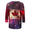thumbnail image 4 of Fiudx Ofertas Flash Del Día Solo En Línea Moda Mujer Impresión Cuello Redondo Manga 3/4 Camiseta Pulóver Blusa Superior, 4 of 5