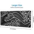 thumbnail image 3 of Black White Large Gaming Mouse Pad Mat Extended XL Japanese Anime Sea Wave Mice Pad Long Keyboard Desk Mat with Non-Slip Rubber Base for Office Laptop Computer 31.5x11.8, 3 of 6