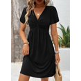 thumbnail image 2 of Vestido Acelit Fashion Trendy 2025 con cuello en V, frente torcido, negro, 2 of 3