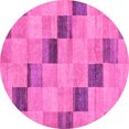thumbnail image 1 of Ahgly Company Indoor Round Checkered Pink Modern Area Rugs, 4' Round, 1 of 4