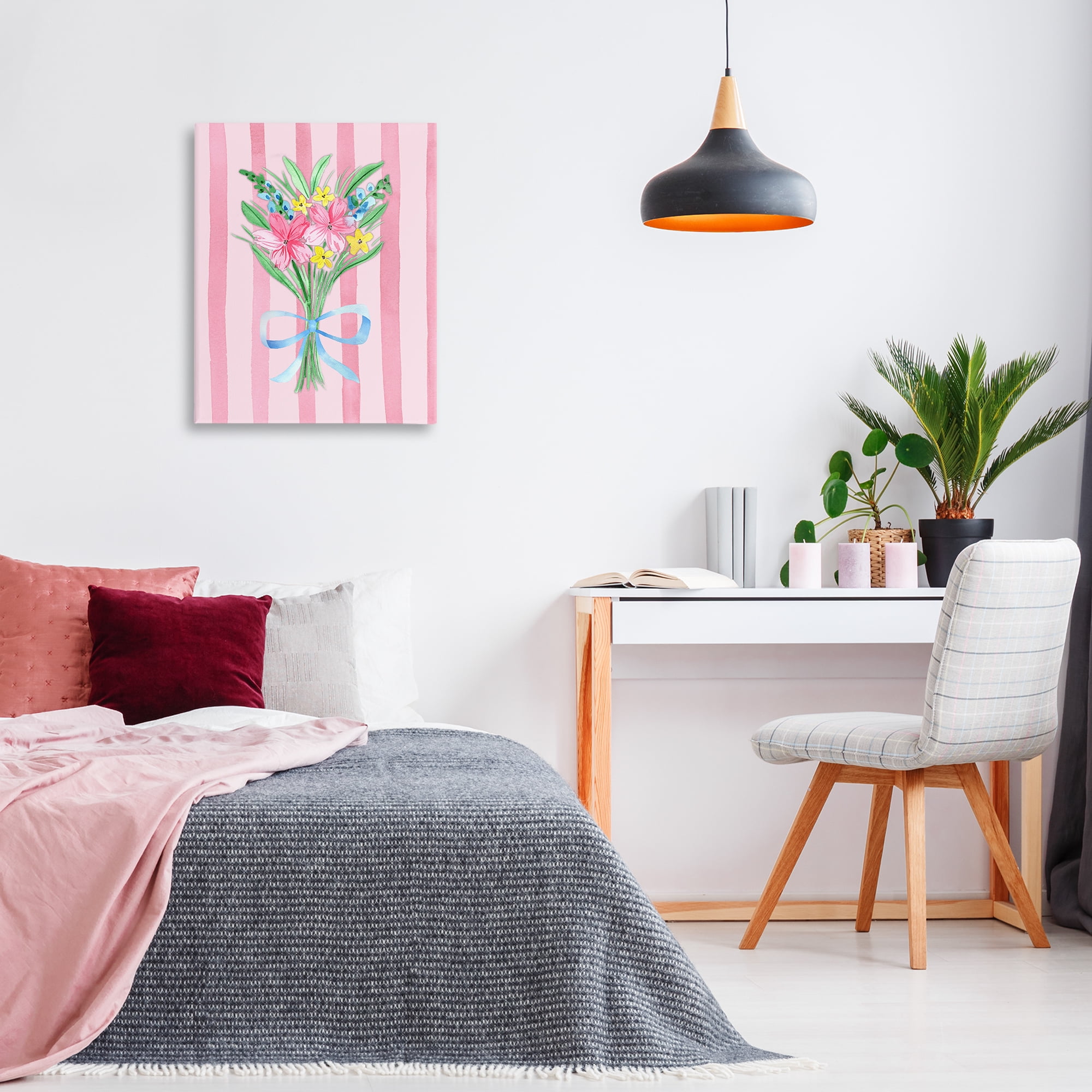 Spring Bouquet Pink & Blue Canvas Wall Art, design by Nina Jacobs