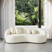 Bursa Japandi Style Luxury Modern Boucle Fabric Curvy Ivory Couch