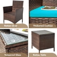 thumbnail image 5 of 3-Piece Rattan Patio Bistro Set, All-Weather PE Rattan Furniture with 2 Chairs & Coffee Table, Soft Cushions, Weather-Resistant for Balcony, Backyard, Porch, 5 of 10