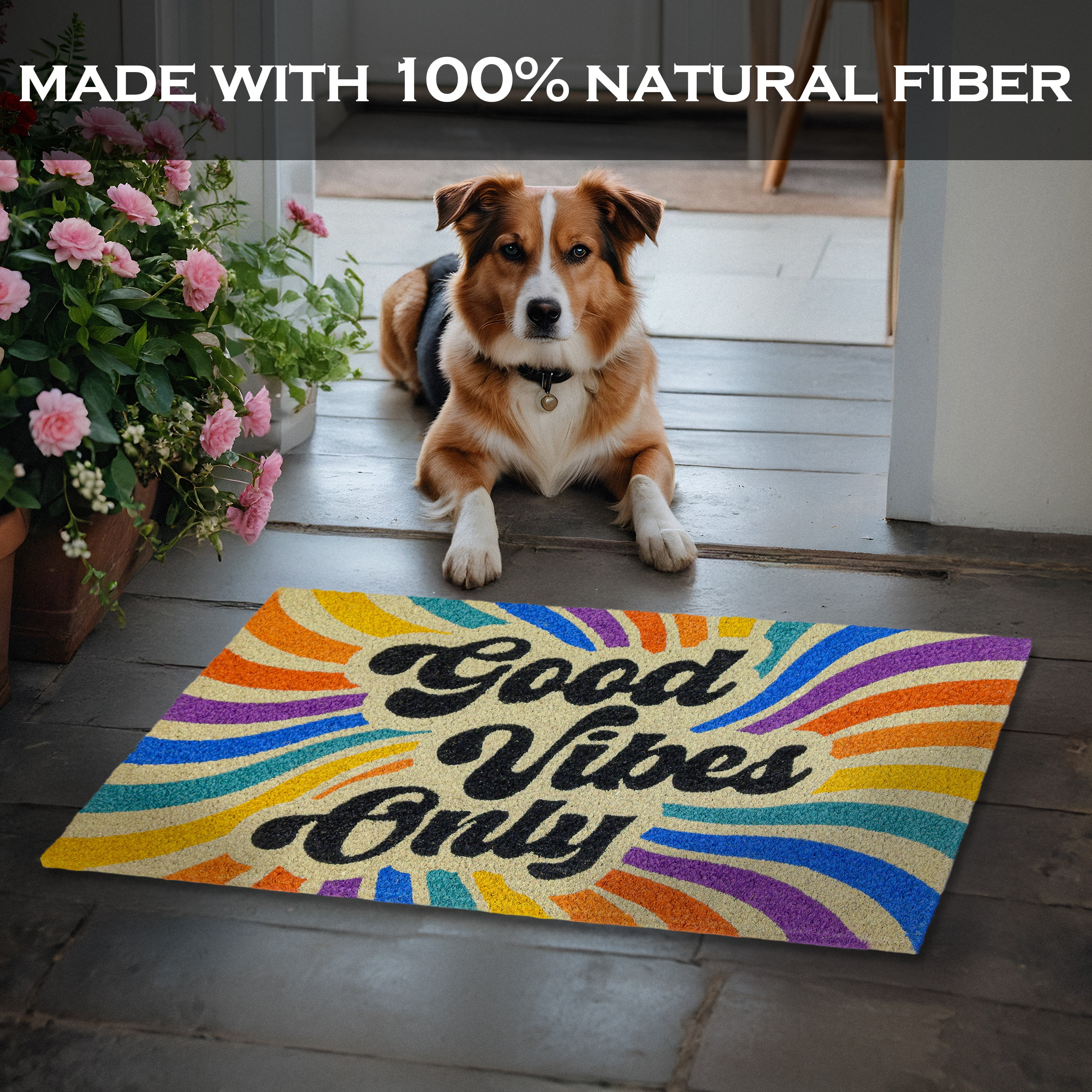 MAINEVENT Good Vibes Only Doormat 30x17 Inch, Outdoor Welcome Mat for Outside