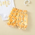 thumbnail image 4 of Fesfesfes Toddler Kids Baby Girls Cartoon Letter Print Blouse Shorts Headwear Clothes Set, 4 of 7