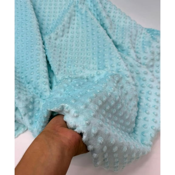 Blue Ice (1 Yard) Minky Dot Fleece Fabric by the Yard, Dimple Dot Minkee Fabric, Super Soft Plush Fabric for Blankets, Pillow Covers, Soft Toys, Baby Blanket