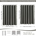 thumbnail image 6 of 84" Long Scalloped Shower Curtain Linen Textured with 12 Metal Hooks Cute Extra Long Heavy Duty Washable Waterproof Cloth Curtains with Black Border for Bathroom Hotel Bathtub,Charcoal Grey, 6 of 12