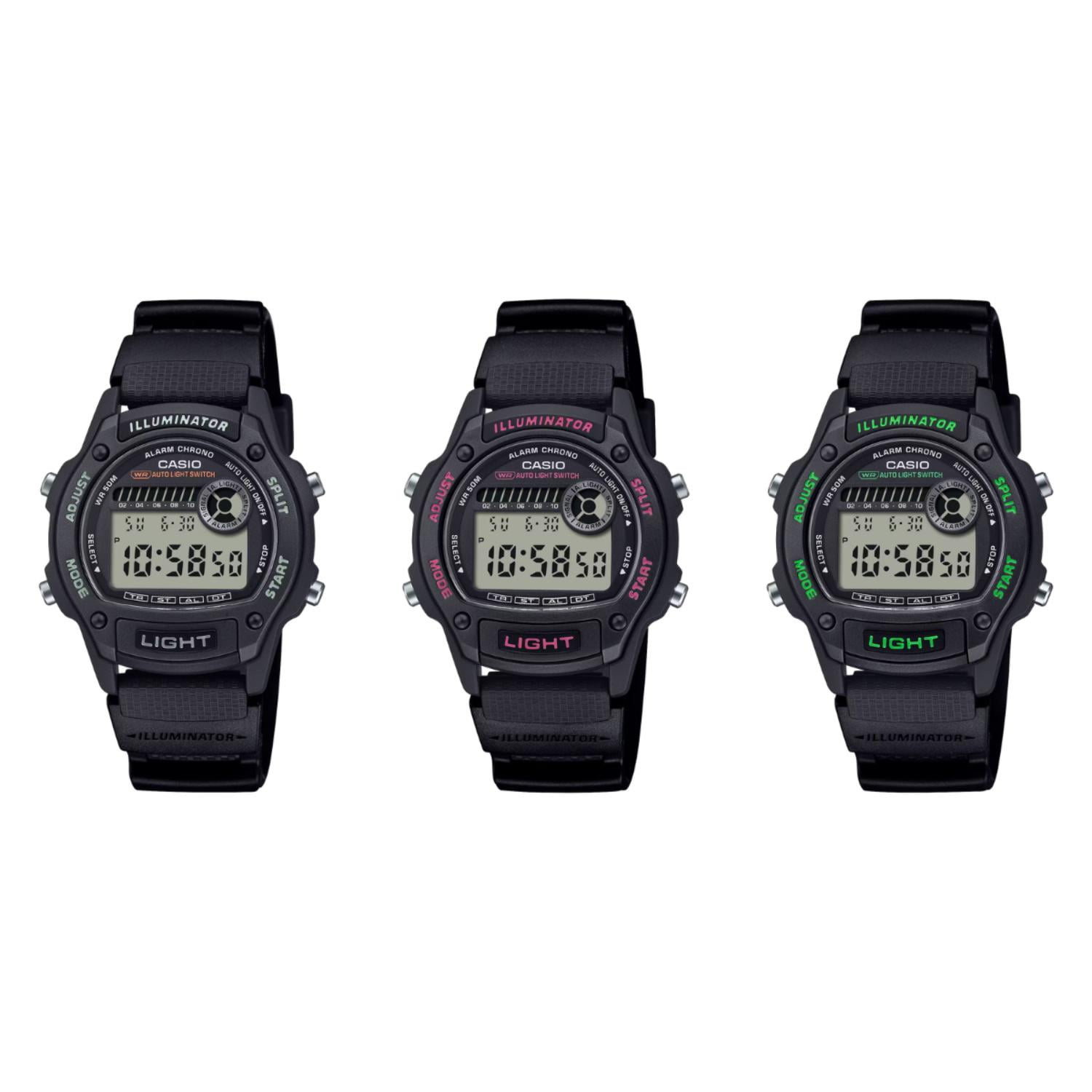 Casio Black Classic Sport Watch with Resin Strap W220H-1A3V