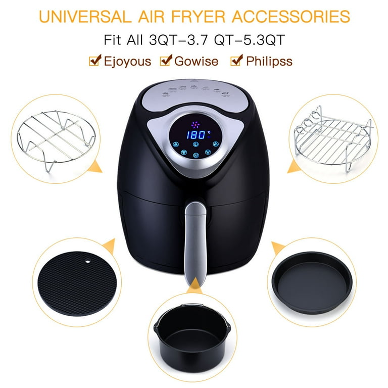 Gupbes Multifunctional Air Fryer Accessories, Air Fryer Accessories Kit,5  in 1 Multifunctional Air Fryer Accessories Set Kit Parts Metal Holder  Skewer Rack Cake Barrel 