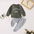 thumbnail image 2 of Toddler Baby Boy Outfits Fall Winter Clothes Letter Print Long Sleeve Sweatshirts Pants Sets 6 12 18 24 Months 2T 3T 4T Toddler Boys Winter Clothes,6-12 Months,AG, 2 of 5