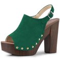 thumbnail image 1 of Sandalias Allegra K punta Abierta Talón Abierto plataforma Tacón Grueso para Mujer Verde 37, 1 of 5