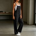 thumbnail image 6 of Casual Wide Leg Overalls for Women, Loose Fit Sleeveless Jumpsuits, Buckle Up Wide Leg Jumpsuit, Denim Bib Baggy Barrel Jeans Y2k Denim Boyfriend Harem Pants, Summer Fall Outfits,BlackXL, 6 of 6