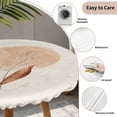 thumbnail image 3 of Beige Geometric Round Tablecloth for 45-54 Inch Tables, Fitted Table Cover with Elastic Edge, Modern Abstract Art Botanical Waterproof Outdoor Table Cloth Protector for Patio Garden Dinner Picnic, 3 of 9