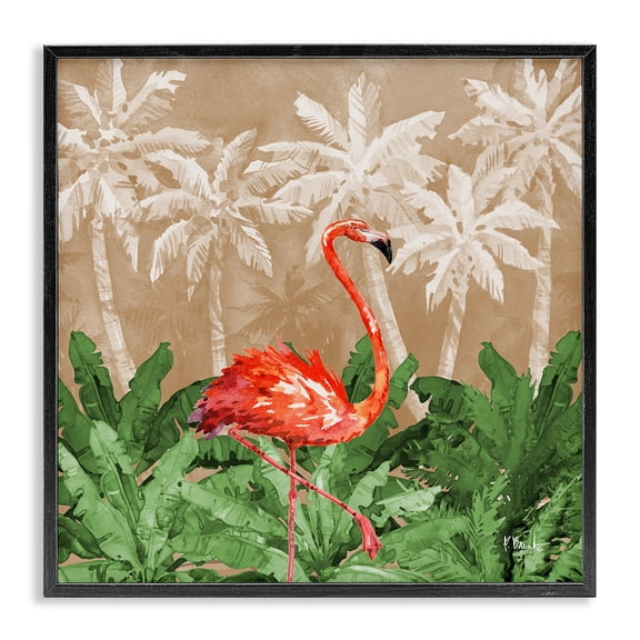 Stupell Industries Bohemian Jungle Life Flamingo Black Framed Giclee Art, 12 x 12, by Paul Brent