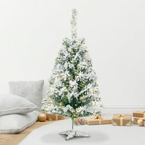 Flocked Christmas Tree,Artificial Holiday Christmas Tree For Home Office And Xmas Party Decoration,Prelit Artificial Pine Tree With Sturdy Stand And Lush Branch Tips For Indoor Holiday Home Display