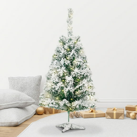 Flocked Christmas Tree,Artificial Holiday Christmas Tree For Home Office And Xmas Party Decoration,Prelit Artificial Pine Tree With Sturdy Stand And Lush Branch Tips For Indoor Holiday Home Display