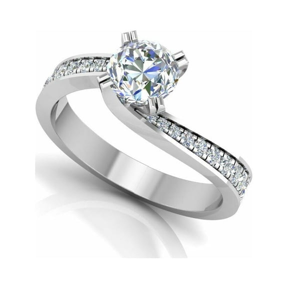 1.00 Cts Round Moissanite Solitaire Engagement Ring for women 18k White Gold Plated Bridal Wedding Ring 925 Sterling Silver Ring Gift for Her
