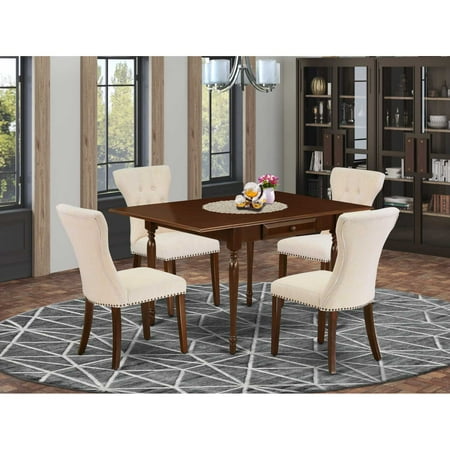 East West Furniture Monza 5-piece Wood Dining Table and Chair Set in Mahogany