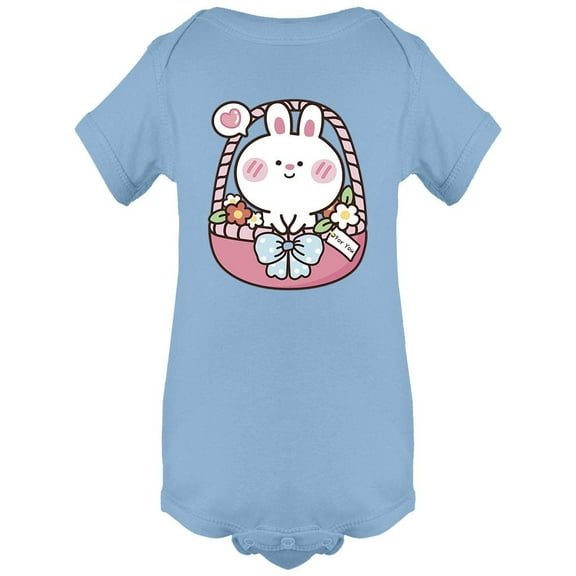Cute Rabbit With Flower Basket Bodysuit Infant -Image by Shutterstock, Newborn
