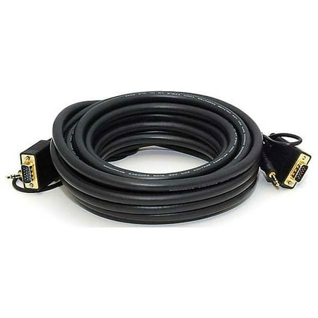 UPC: 0844660005599 | Monoprice 25  CL2 Gold Plated Super VGA Male to Male Cable With Stereo Audio Black 100559