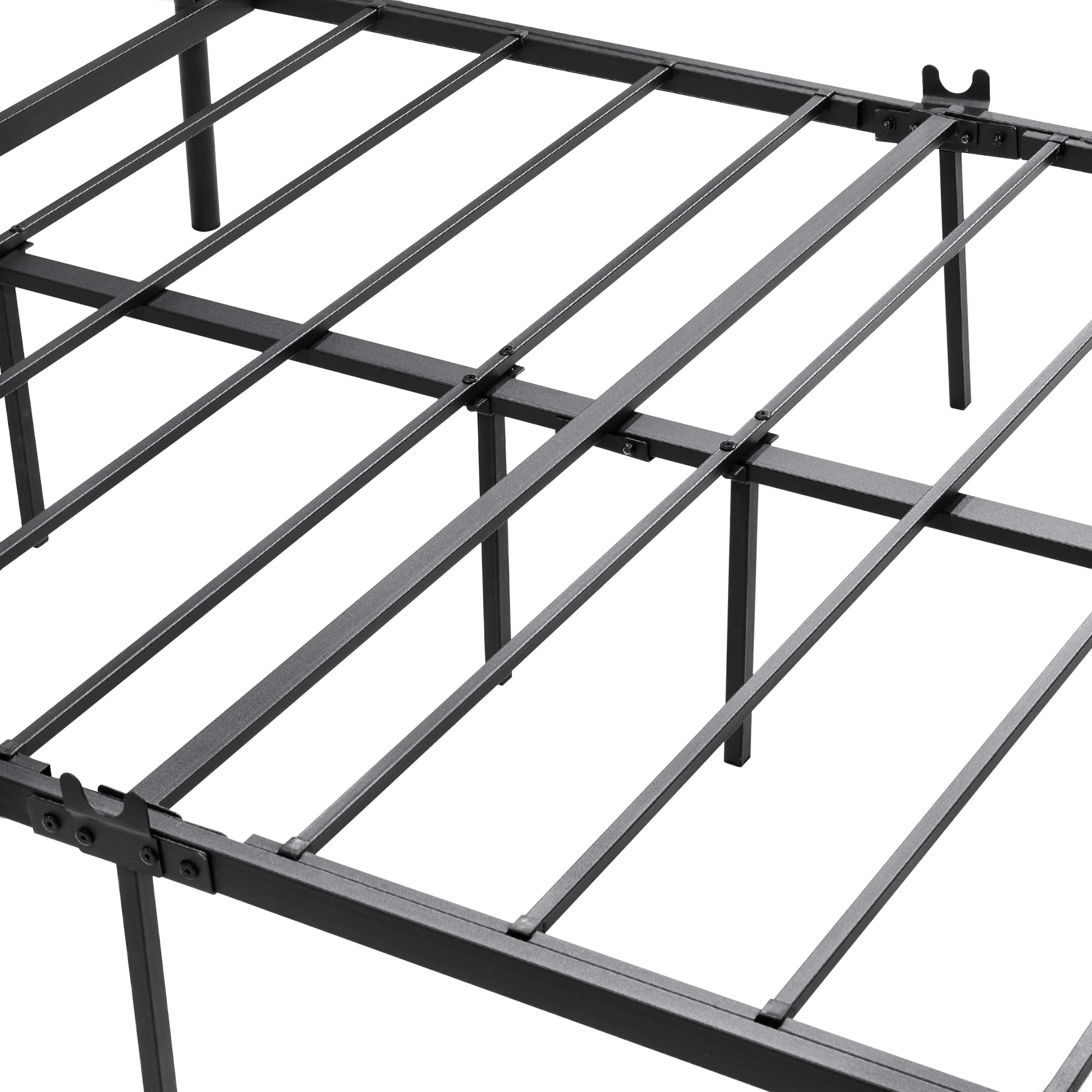 Aukfa Queen Canopy Bed Frame, Four-Poster Metal Platform Bed with Headboard and Footboard - Black