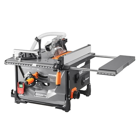 POWSTRA 8.5 Inch Portable Table Saw with Dust Port, 45° Bevel Cuts & Safety Stop Switch for Woodworking in Home Workshops