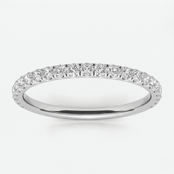 Auory Round Cut Moissanite Half Eternity Engagment Ring in White Gold Plated for Women