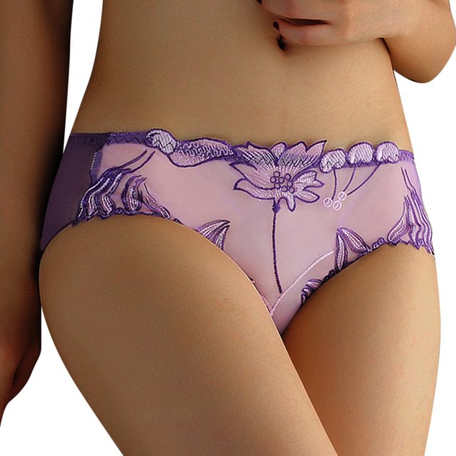 Gibobby Panty Microfibra con Encaje Nuevo encaje Sexy Sexy transparente transpirable cómodo personalidad cintura ropa interior mujer (Morado, XL)