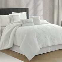 Lanco Tufted Embroidery Comforter Set King Size , 7 Piece White Fashion Bedding Set , Ultra-soft