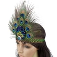 thumbnail image 4 of Jiibva Boho Peacock Feather Headdress - Fluffy Feather Hair Fascinator Hat for Carnival Halloween Party, 4 of 7