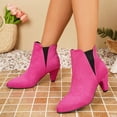 thumbnail image 5 of NexTorq Women's Pointed Toe Suede Chelsea Ankle Boots Cone Mid Heel Pull-On Short Boots for Fall Winter Office Dress Outfits and Everyday Casual Weekend Wear All Day Comfort Hot Pink US-8 (EU-41), 5 of 5