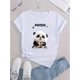 thumbnail image 2 of Camiseta con estampado de panda para mujer, cuello redondo, manga corta, moderna, de algodón, con estampado animal de elasticidad media, cómoda para verano y para cualquier temporada., 2 of 6