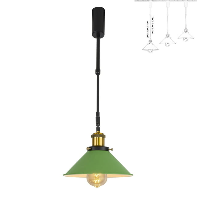 FSLiving Lampe de Piste Réglable en Hauteur Type J Rétractable avec Tige Télescopique Lampe Réglable Gimbale-Post Juno Lampe de Couverture DIY, Vert - 1 Lumière