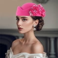 thumbnail image 2 of DJN Women's Fashion Beret Hat Lace Embroidered Decorative Cap Elegant Knit Vintage Style Hot Pink One Size, 2 of 3