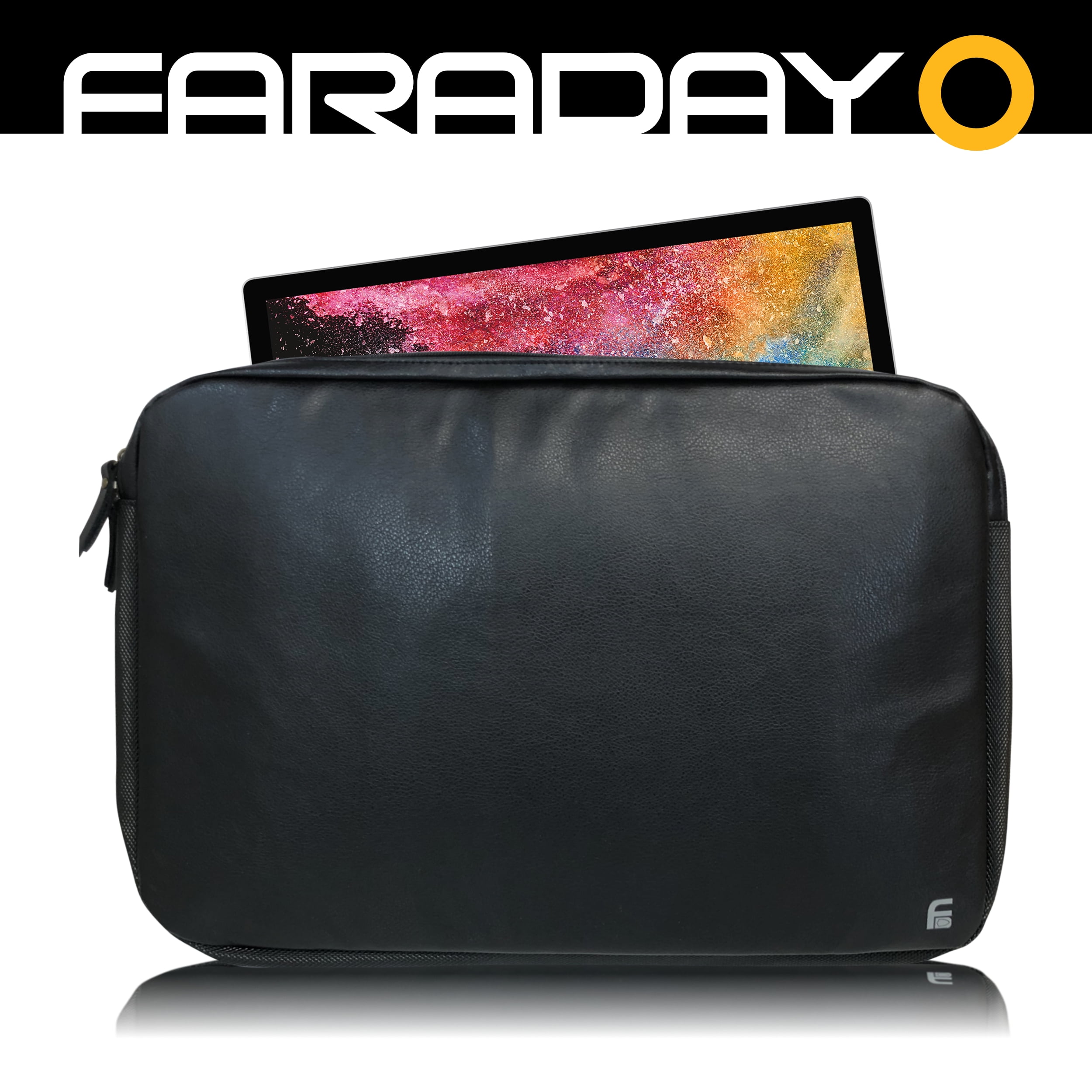 Laptop Bag 15.6" Screen Size PU Leather Black