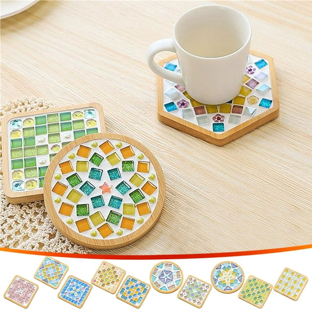 Iumwxz Kitchen Gadgets Crafts Mosaicss Tile Set Wooden Cup Mats Mixed Color Mosaicss Set Crafts Pack 6ml Kitchen Utensil Set Blue Plastic Holiday Deals