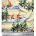 thumbnail image 1 of Soimoi Yellow Cotton Duck Fabric Fox & Pine Tree Fabric Prints By Yard 42 Inch Wide, 1 of 5