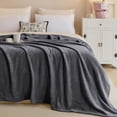 thumbnail image 4 of IR Imperial Rooms Flannel Fleece Bed Blanket 310 GSM Microfiber Lightweight Warm Fluffy Cozy Plush Adult Gray Queen Size, 4 of 16