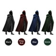 thumbnail image 2 of MIXFEER Cape à Capuche Unisexe Hommes Femmes Cape Longue Unie Costumes de Rôle Manteau Rétro Médiéval Gothique Accessoires de Fête Noir P, 2 of 7
